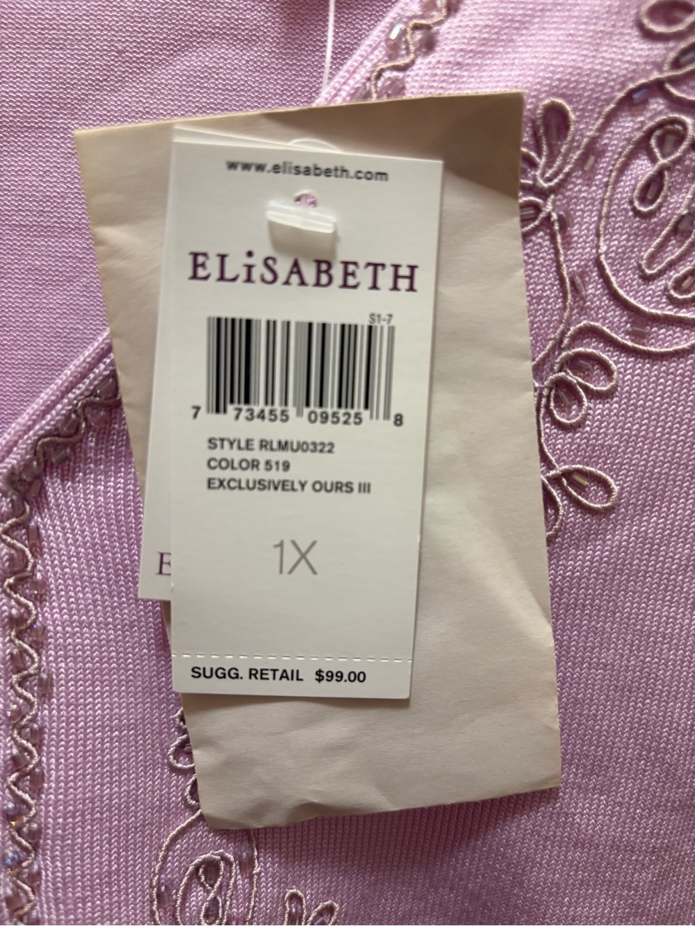 NWT Elisabeth 1X Lavender Cardigan Silk Blend Embellished Embroidered Sweater - Picture 2 of 16